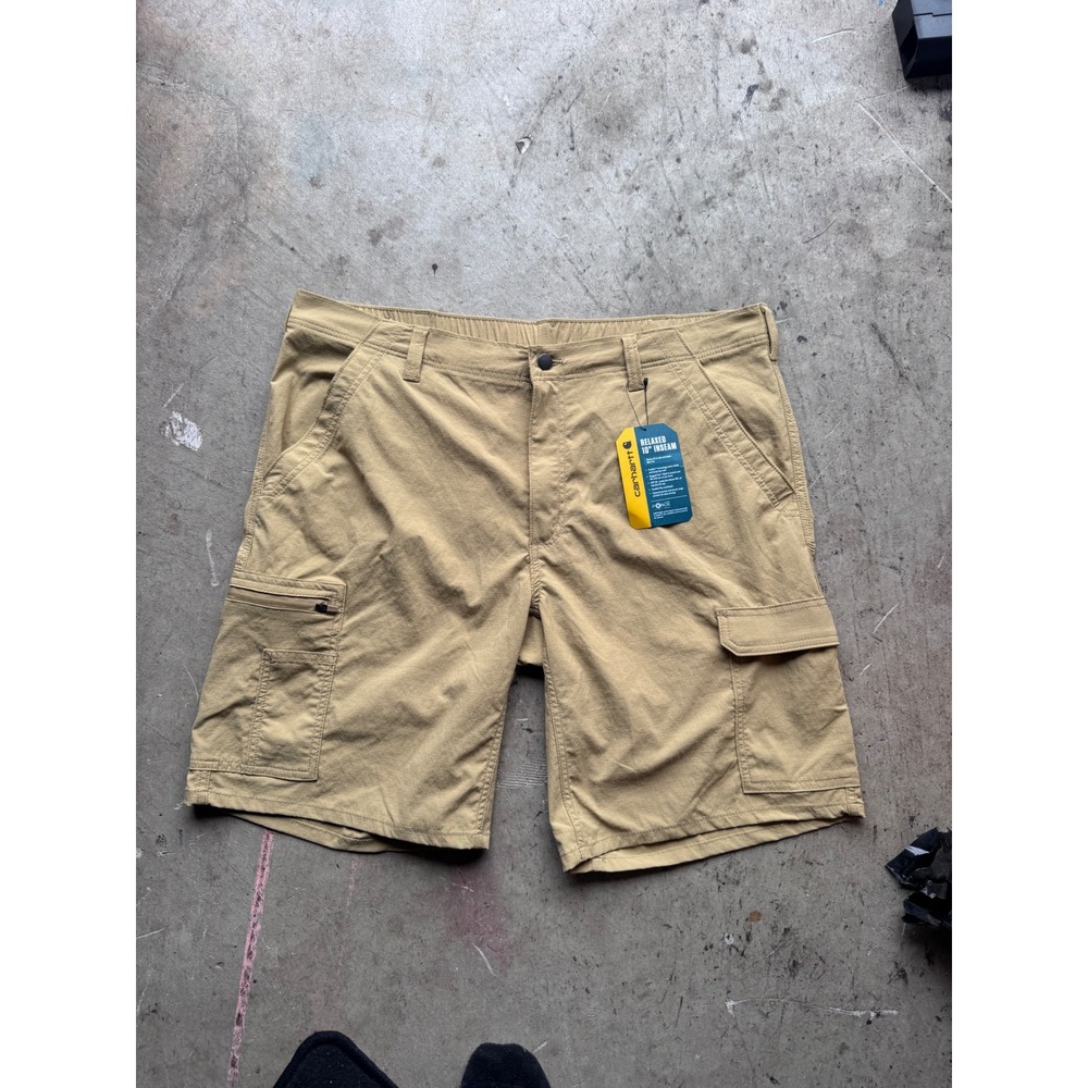 Carhartt Force Relaxed Fit Cargo Shorts Tan Khaki Ripstop 40 10in Inseam NEW